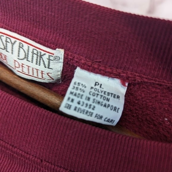 Vintage Sweatshirt Women Size Large Petite Maroon Red Cotton Crew Neck Dad 90s - Picture 3 of 10